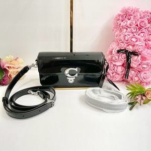 NEW COACH Studio Baguette Patent Leather Bag in Black